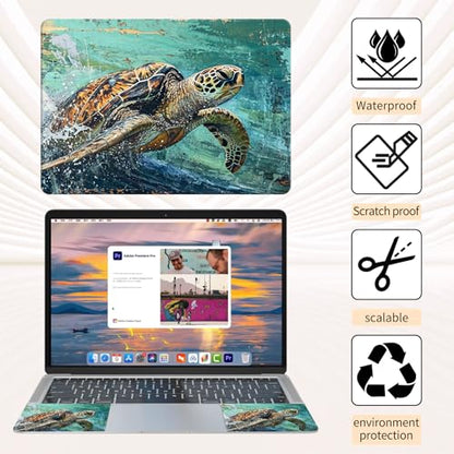 15.6 Inch Laptop Skin Sticker, Reusable Vinyl Cover Protector with 2 Wrist Pad Skins, Removable Waterproof Scratch-Resistant for 12-15.6 Inch Laptop Notebook,Sea Turtles - color: Sea Turtles