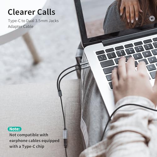 EZ EAR KBEAR KA01 Headphone Splitter，4N OFC Headset Splitter Cable for Computer 3.5MM Female to 2 Dual 3.5mm Male Braided Audio Cable Earphones Port Cord Gaming Headset to PC Laptop Adapter (3.5mm)