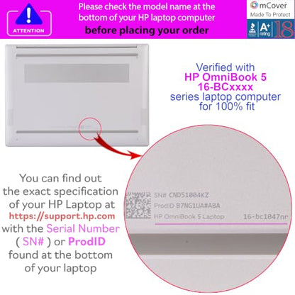 mCover Case ONLY Compatible for 16” 2024+ HP OmniBook 5 16-AF / 16-AG / 16-BAxxxx / 16-BCxxxx and Pavilion 16-AF / 16-AG0000 Series Windows AI Notebook PC (NOT Fitting Other HP Models)- Clear - color: Clear