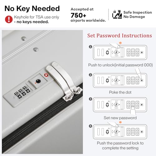 mixi 17x14x9 Carry On Luggage Underseat PC Hard Shell Suitcase Top Opening Aluminum Frame Travel Suitcases with Wheels, Smoke White - color: Smoke White, size: 17x14x9 Inch