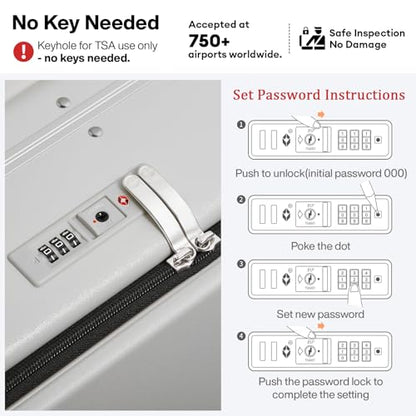 mixi 17x14x9 Carry On Luggage Underseat PC Hard Shell Suitcase Top Opening Aluminum Frame Travel Suitcases with Wheels, Smoke White - color: Smoke White, size: 17x14x9 Inch