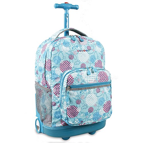 J World Sunrise Kids Rolling Backpack with Wheels for Girls Boys, Roller Bookbag for School, 18 x 13 x 9 Inches, Dandelion - color: Dandelion