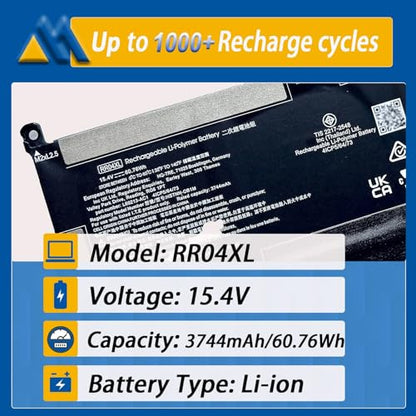 RR04XL L60373-005 Battery Replacement for HP Spectre X360 13-AW 13T-AW Series 13-aw0013dx 13-aw0023dx 13-aw2003dx 13t-aw000 13t-aw100 13t-aw200 Series HSTNN-DB9K HSTNN-OB1M L60213-2C1 RR04060XL - size: 12.40*3.36*0.29 inch RR04XL