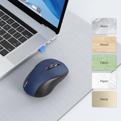 TECKNET 2-in-1 Bluetooth Mouse (BT 5.0/3.0+2.4Ghz), 6-Level 4000 DPI-Black | BT 5.0/3.0 & 2.4G wireless mouse with 4000 DPI, silent clicks, ergonomic design, and USB receiver for laptop and PC. - color: Blue