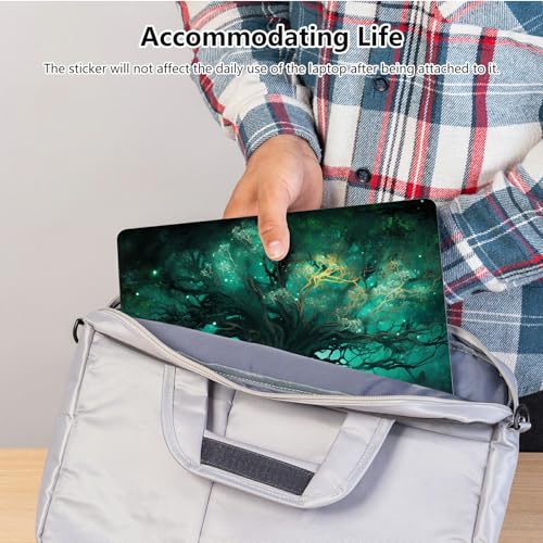 Universal Laptop Skin Sticker with 2 Wrist Pad Skins, Waterproof Scratch Resistant Vinyl Laptop Cover Decal, Cut to Fit for 11–15.6 Inch MacBook HP Dell Lenovo, Green Tree - color: Green Tree