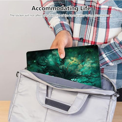 Universal Laptop Skin Sticker with 2 Wrist Pad Skins, Waterproof Scratch Resistant Vinyl Laptop Cover Decal, Cut to Fit for 11–15.6 Inch MacBook HP Dell Lenovo, Green Tree - color: Green Tree