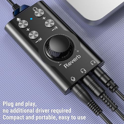 USB Sound Card, External Sound Card with Volume Control and Voice Changer, USB to 3.5mm Audio Adapter for PC Laptop Computer