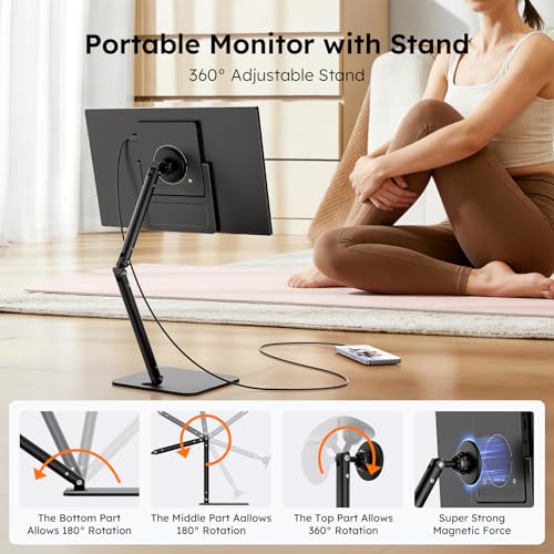 15.6" Portable Monitor, FHD 1080P IPS Travel Monitor for Laptop, Magnetic Foldable Stand & Protective Case Included, USB-C & Mini HDMI Screen Extender for Laptop Mac PC Phone Xbox PS4/5 Switch - style: 15.6 STAND BAG