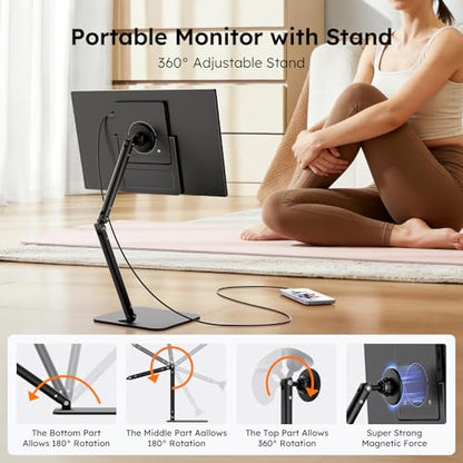 15.6" Portable Monitor, FHD 1080P IPS Travel Monitor for Laptop, Magnetic Foldable Stand & Protective Case Included, USB-C & Mini HDMI Screen Extender for Laptop Mac PC Phone Xbox PS4/5 Switch - style: 15.6 STAND BAG