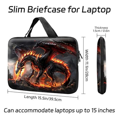 14 15 15.4 15.6 inch Laptop Handle Bag Computer Bag, Pouch Holder Notebook Sleeve Cover Soft Case Compatible for Dell,Lenovo,Toshiba HP, Asus Notebook-Majestic Dragon Roaring - color: Majestic Dragon Roaring