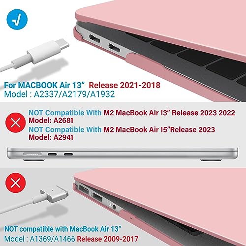 IBENZER Compatible with New MacBook Air 13 inch Case 2022 2021 2020 M1 A2337 A2179 A1932, Plastic Hard Shell Case with Keyboard Cover for Mac Retina Display with Touch ID, Rose Quartz, MMA-T13RQ+1 - color: Rose Quartz