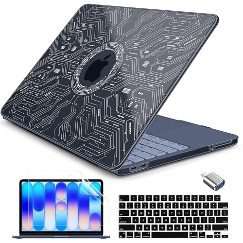 Batianda Case for MacBook Neo 13 Inch 2026 Model A3404, Noir Circuit | 4-in-1 Laptop Accessories Bundle with Circuit Board Art, Ultra Slim Hard Shell for Tech Lovers and Students - color: Tech-Noir Circuit