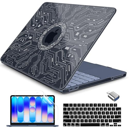 Batianda Case for MacBook Neo 13 Inch 2026 Model A3404, Noir Circuit | 4-in-1 Laptop Accessories Bundle with Circuit Board Art, Ultra Slim Hard Shell for Tech Lovers and Students - color: Tech-Noir Circuit
