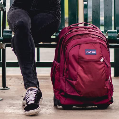 JanSport Driver 8 Rolling Backpack - Wheeled Travel Bag with 15-Inch Laptop Sleeve, One Size, Navy - color: Navy