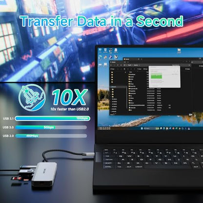 Laptop Docking Station,WAVLINK Triple Monitors Dock,Dual DisplayPort,HDMI | Single 8K@30Hz, 100W PD in, 3×USB-C/A 10Gb, 2.5G Ethernet, SD/TF and Mic/Audio, Compatible with Dell/HP/Lenovo, Windows Only
