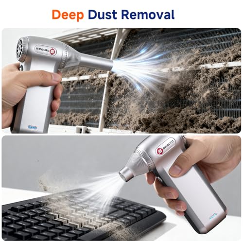 Compressed Air Duster-125,000 RPM Cordless Electric Air Duster, Rechargeable Super Power Air Blower with 3-Gear Turbo Fan, Air Blower for PC, Keyboard, Outdoor, Car & Home