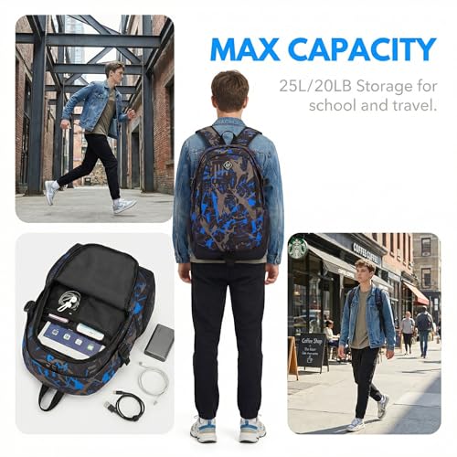 rickyh style School Backpack Travel Bag for Men & Women Lightweight College Back Pack with Laptop Compartmen - color: 09bw