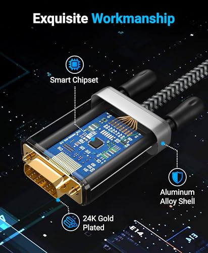 BlueRigger 6FT DisplayPort to VGA Cable - DP to VGA Monitor Cable, Uni-Directional, Male to Male, Compatible with Laptop, Monitor, Desktop, HDTV - size: 6FT, style: DP-VGA