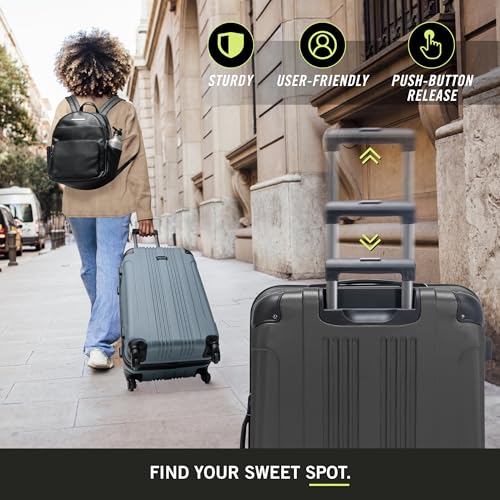 Kenneth Cole REACTION Out of Bounds Lightweight Hardshell 4-Wheel Spinner Luggage, Charcoal, 3-Piece Set (20", 24", & 28") - color: Charcoal, size: 3-Piece Set (20", 24", & 28")