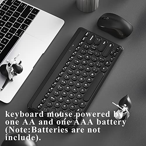 Compact Keyboard MouseCombo,JieruiDeng 79-Key Retro Mini Cute Computer Keyboard 2.4G USB Wireless and Silent Mice Set for Laptop Desktop PC iPad (Black) - color: Black
