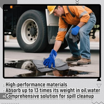 DoubleFill 41 Pcs Universal Spill Kit Portable Complete 9-Gallon Spill Kit, Absorbs Oils Water and More, Yellow Bucket, 30 Absorbent Pads, 4 Pcs 3" x 4' Sorbent Socks, 5 Disposal Bags, PVC Gloves - size: 9 Gallon