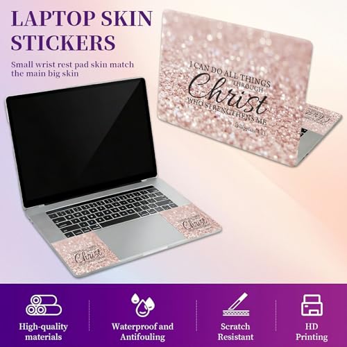 Laptop Skin Sticker Laptop Cover for 12" 13" 13.3" 14" Laptop Stickers,Reusable Skin Sticker Cover Personalized Art Waterproof & Scratch-Resistant Protector Case,Rose Gold Bible Philippians 4-13 - color: Rose Gold Bible Philippians 4-13