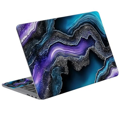 Universal Laptop Skin Sticker Decal with 2 Wrist Pad Skins, Waterproof Scratch Vinyl Cover for 11–15.6 Inch MacBook, HP, Dell, Lenovo, Cutable & Reusable,Purple Teal Agate Art - color: Purple Teal Agate Art