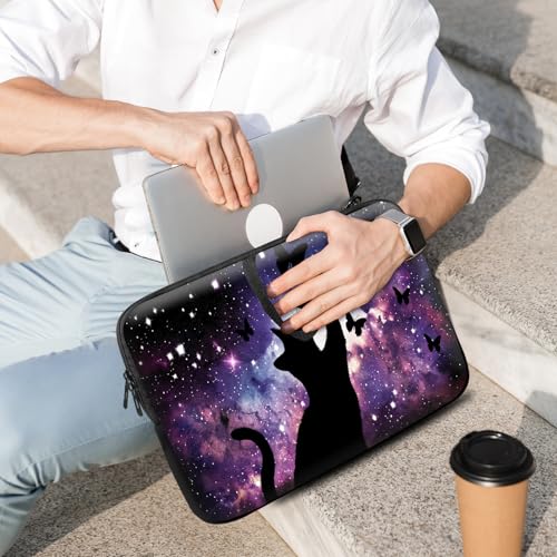14 15 15.4 15.6 inch Laptop Handle Bag Computer Bag, Pouch Holder Notebook Sleeve Cover Soft Case Compatible for Dell,Lenovo,Toshiba HP, Asus Notebook-Astral Cat - color: Astral Cat