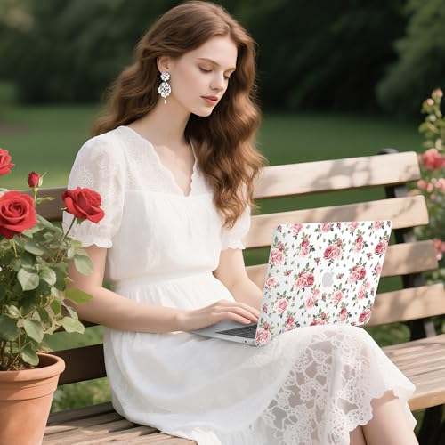 Batianda LumiArt Case for MacBook Air 13 inch 2018-2020, Pink Roses | Fits Model A2337 M1/A2179/A1932, with Elegant Botanical Design, Slim Hard Shell For Designers, Women and Girls Floral Lovers - color: Roses
