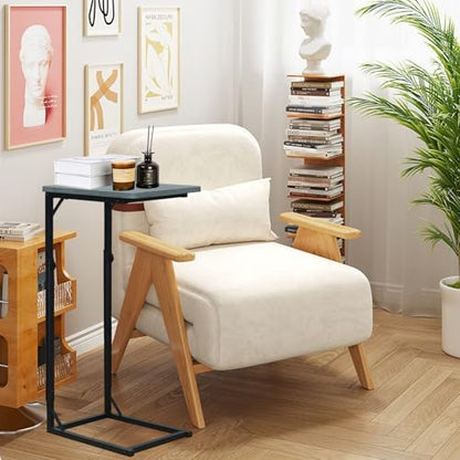 C-Shaped End Table for Couch, Adjustable Sofa Side Table with Sturdy Metal Frame, Small Space Rustic Gray TV Tray Table for Living Room, Bedroom, Bedside, Modern Functional Accent Furniture - color: Rustic Gray