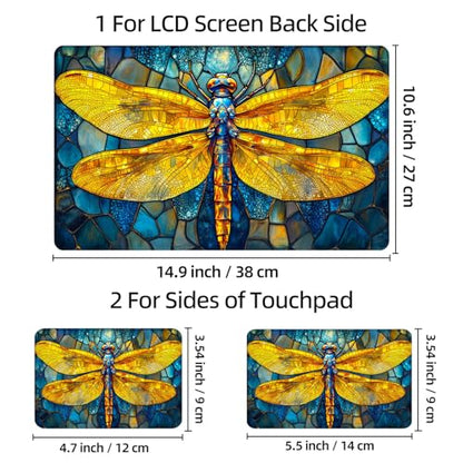 Universal Laptop Skin Sticker Decal, 12"-15.6" Aesthetic Vinyl Wrap, Stained Glass Dragonfly Waterproof Notebook Cover Art Protector for MacBook HP Dell Lenovo, Fits 13" 14" 15" 15.6" - color: Stained Glass Dragonfly