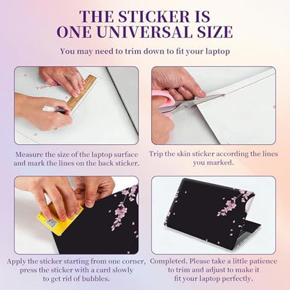 Laptop Skin Sticker Laptop Cover for 12" 13" 13.3" 14" Laptop Stickers,Reusable Skin Sticker Cover Personalized Art Waterproof & Scratch-Resistant Protector Case,Sakura Cherry Blossom - color: Sakura Cherry Blossom
