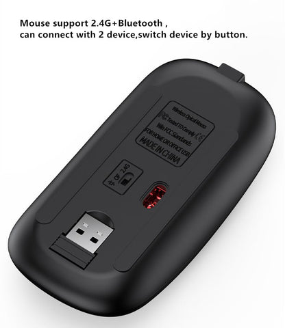 Portable mini Wireless Bluetooth Keyboard and Mouse Combo, Bluetooth 3.0/5.0/2.4G, Multi-Device pc,Laptop,Phone,ipad,Windows,iOS,Android Compatible, Rechargeable,78KEY,11.2inch Length (Gray) - color: Gray