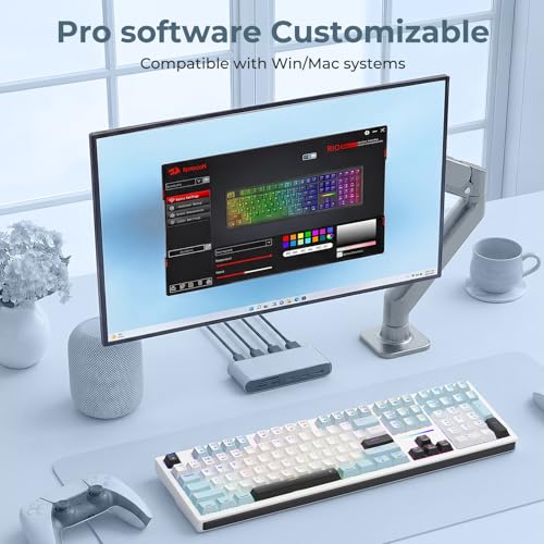 Redragon K771 Wireless Mechanical Keyboard, 108-Key Gaming Keyboard with 4 Extra Hotkeys, 5-Layer Noise Dampening, Pre-lubed Linear Switches, Hot-swap Custom RGB Keyboard for PC/Mac - Blue&White - color: Blue-White