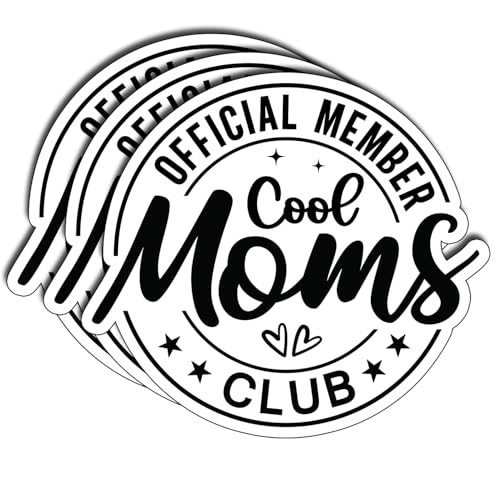 (3Pcs) Cool Moms Club Sticker Funny Mom Life Quote Vinyl Waterproof Decal for Tumbler Laptop Journal Aesthetic Gifts for Mothers Women Mama Friends Motherhood Humor Size 3" - color: Official Member Cool Moms Club