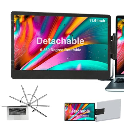 farfi Laptop Screen Extender - 360° Rotatable Portable Monitor | 11.6"" Foldable Laptop Monitor Extender with USB-C & Mini HDMI, Plug and Play for Mac, PC, and Android, 91005358FARFI