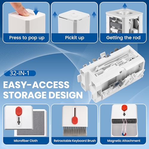 Phone Cleaning Kit (57PCS), iPhone Cleaning Kit, Airbud Cleaning Kit for AirPods, Keyboard Cleaning Kit, Charging Port Cleaner for Apple Lightning/Android USB-C (White, with 10 Mini Brush) - color: White (57PCS)