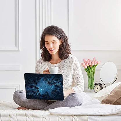 Case for MacBook Air 13-inch Laptop M5 M4 M3 M2 A3449 A3240 A3113 A2681 2026-2022 Release with Touch ID, Soft-Touch Plastic Hard Protective Cover&Keyboard Cover, Forest Starry - color: Blue