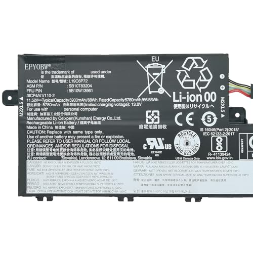 L19C6P72 Laptop Battery 68Wh 6-Cell Compatible with Lenovo ThinkPad T15P Gen 1 / T15P Gen 2 / T15P Gen 3 / ThinkPad P15V Gen 1 / P15V Gen 2 / P15V Gen 3 Series L19L6P72