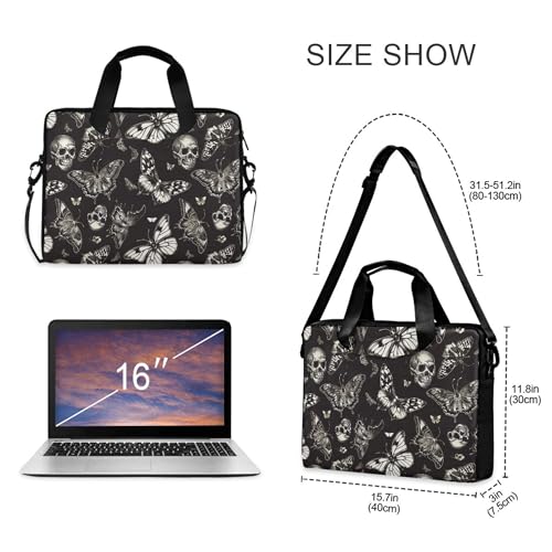 MNSRUU Laptop Bag for 15.6 inch Black Gothic Bats - color: Skull A8414
