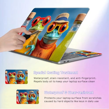 Universal Laptop Skin Sticker Decal, Compatible with MacBook HP Dell Lenovo 12"-15.6", Reusable Vinyl Notebook Cover 3PCS Set, High-Recognition Film-Funny Cool Frogs Drinking - color: Funny Cool Frogs Drinking