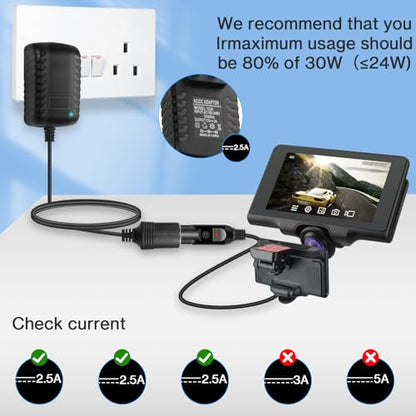 Herfair AC to DC Converter 2A 24W Car Cigarette Lighter Socket Adapter Power Cable 110-240V to 12V AC/DC for Automobile Home Use Car to Wall Plug（ Only for Device Under 24W） (Pack of 1) - color: Pack of 1