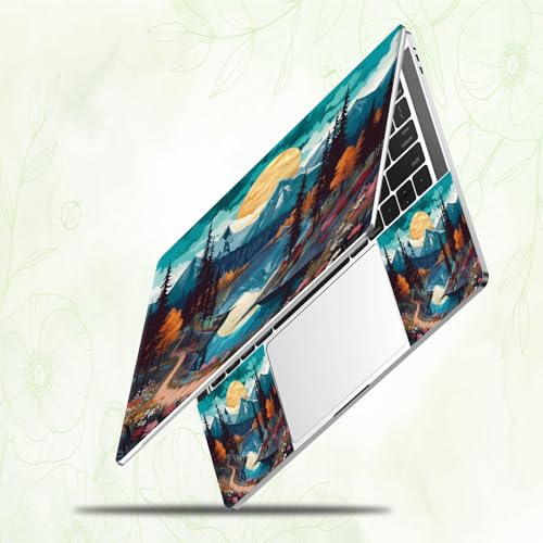 Laptop Skin Sticker Decal, Universal Reusable Vinyl Laptop Cover for 12" 13" 14" 15" 15.4" 15.6" Notebook PC, Reusable Waterproof Scratch-Resistant with 2 Wrist Pads,Mountain Abstract Watercolor Art - color: Mountain Abstract Watercolor Art