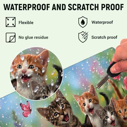 3Pcs Laptop Skin Sticker Decal Cute Cats PVC Laptop Sticker Fits for 12-16 Inch Notebook Waterproof Scratch Proof Flowers Butterflies Universal Notebook PC Personalized Protector Gift - style: cute cat