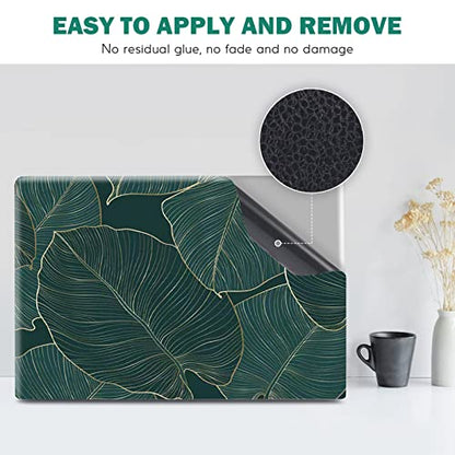 DINKY Laptop Skin Sticker Decal, 12" 13" 13.3" 14" 15" 15.4" 15.6 inch Laptop Universal Reusable Vinyl Skin Stickers Cover Art Decal Notebook PC Personalized Protector-Green Leaf - color: Abstract Marble