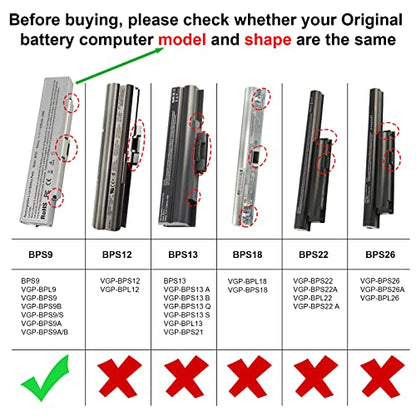 Fancy Buying Laptop Battery for Sony VAIO PCG VGN-AR VGN-NR VGN-SZ VGN-CR Series, fits P/N BPS9 VGP-BPL9 VGP-BPS9 VGP-BPS9/B VGP-BPS9/S VGP-BPS9A VGP-BPS9A/B (Silver 11.1V 5200mAh) - size: 8.07*2.05*0.83inch BPS9