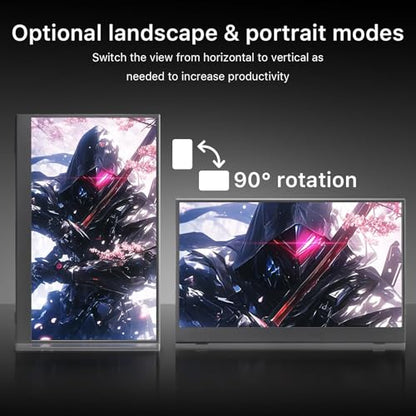 15.6 inch Portable Monitor,1080P USB-C HDMI,Portable Monitor for Laptop, HDR Plug&Play,PC,Mac,Phone,PS,Xbox,Swich,IPS Ultra-Thin Zero Frame, Metal Case