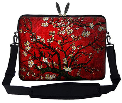 Meffort Inc® 15 15.6 inch Neoprene Laptop Sleeve Bag Carrying Case with Hidden Handle and Adjustable Shoulder Strap - Vincent Van Gogh Cherry Blossoming - color: Vincent van Gogh Cherry Blossoming
