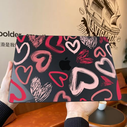 Teryeefi for MacBook Air 13 inch Case M1 A2337 A2179 A1932 (2020 2019 2018 Releaes) with Retina Display with Touch ID, PC Plastic Hard Shell & Keyboard Cover & Screen Protector, Heart A002 - color: Heart A002