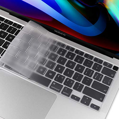 Batianda Ultra Thin Clear TPU Keyboard Cover for MacBook Air 13 Inch 2020 A2337 M1 Chip (with Touch ID & Retina Display) Waterproof Durable Laptop Protector Skin, Transparent - color: Transparent